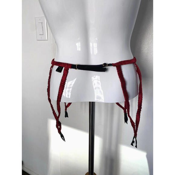 Kiki de Montparnasse Red Satin Silk Garter Belt Suspenders One size Fits All main image 5
